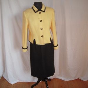 Albert Nipon yellow tailored jacket & skirt black